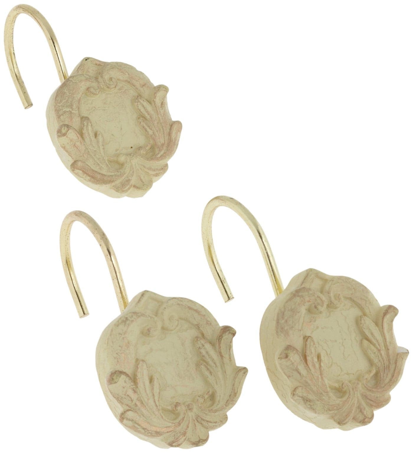 Carnation Home Fashions Ceramic Resin Shower Curtain Hook, Victorian Brushed Gold
