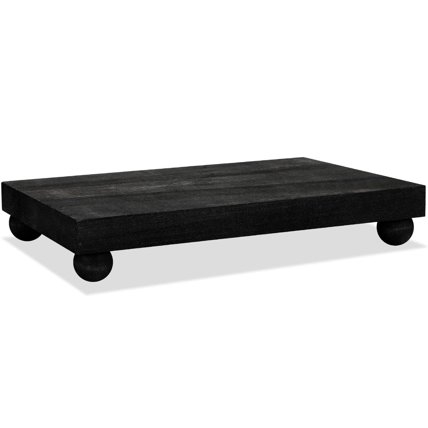 Amyhill Wood Pedestal Stand Kitchen Soap Tray Farmhouse Wooden Riser Stand for Kitchen Bathroom Counter Table Decor Plant Candle Vases Display Black 12 x 7 inch