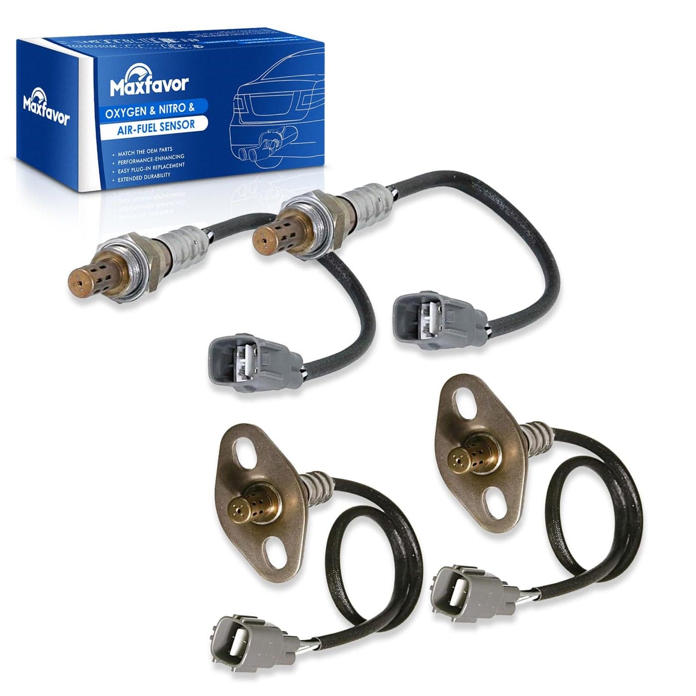 MAXFAVOR 4Pcs Oxygen Sensor O2 Sensor Replacement for 2000 2001 2002 2003 2004 Toyota Tundra Sequoia 47L 4WD Only 02 Sensor Upstream and Downstream 2344169 x2 2344162 x2