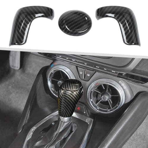 Jimen Fit for Chevrolet Camaro 20162024 3PCS Center Console Gear Shifter Knob Cover Trim Carbon Fiber