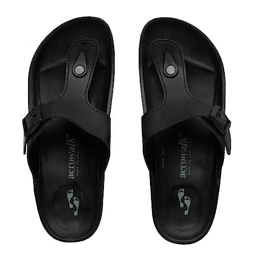 AEROWALK Stylish T-Shape Fashion Slipper for Men | Comfortable | Lightweight | Anti Skid | Casual Office Footwear (KC28)