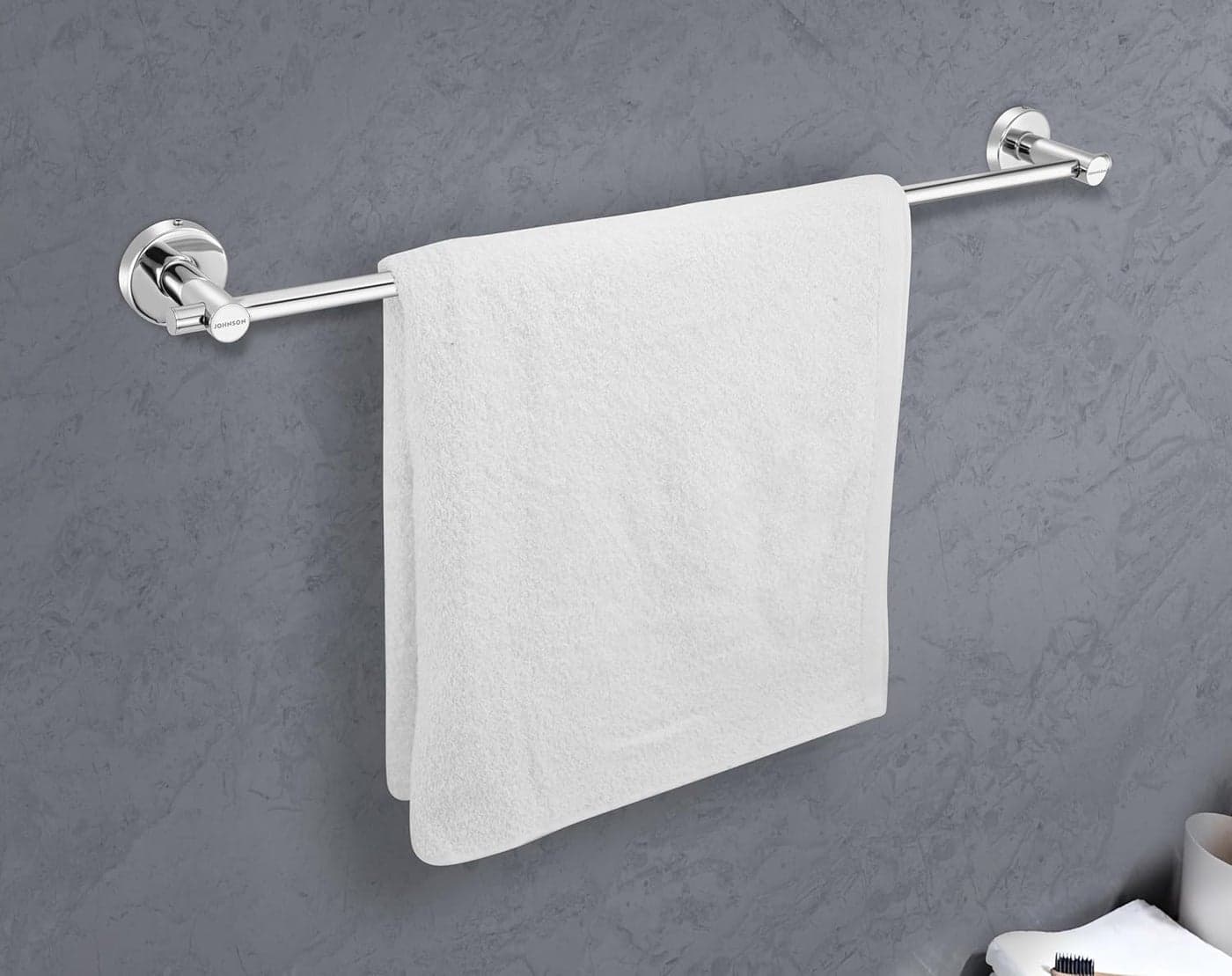 Johnson Alpha 24 Inch SS304 Towel Rod Towel Hanger for Bathroom 304 Grade Stainless Steel Towel Holder Chrome Colour T1550CAMZ 1 Year Warranty