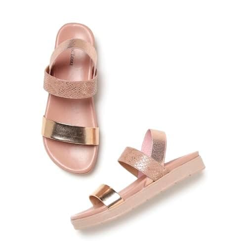 Marc Loire Women Platform Heel Fashion Sandal With Slingback Strap; Casual Footwear (Rose Gold, 7)