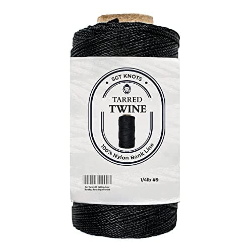 SGT KNOTS Tarred Twine - 100% Nylon Bank Line for Bushcraft, Netting, Gear Bundles, Construction, Lacing Twisted Cord, Weatherproof #9-1/4 lb