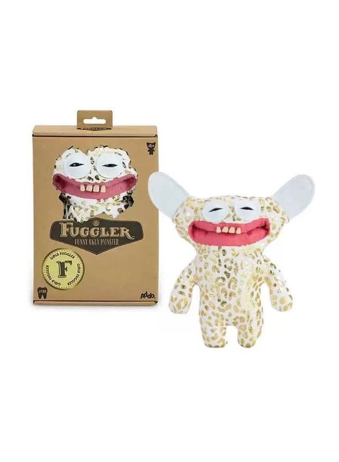 Fuggler Plush Toy, Ugly-Cute Monster, Limited Edition Gold Leopard Print, Iconic Dentures and Large Ears, Collectible Toy