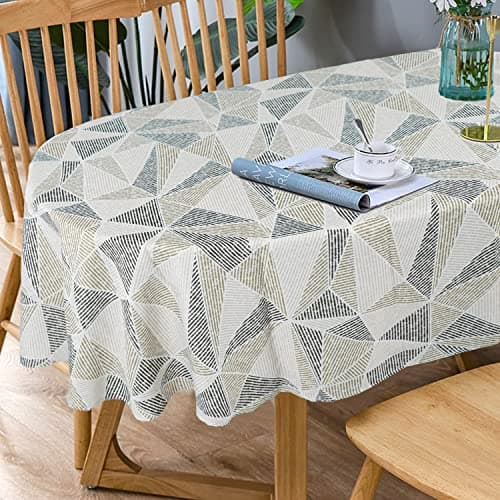 Bnejvif Oval Tablecloth, Modern Geometric Oval Tablecloth Indoor/Outdoor Waterproof Wrinkle Free Durable for Tables 60 X 84 Inch