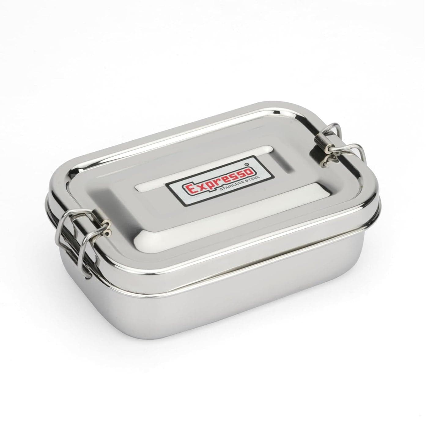 Expresso Steel Tiffin Box for Office | Stainless Steel Lunch Box 350 ML with Inner Plate | Traditional Design Glossy Finish Steel Box in Silver(Samurai)