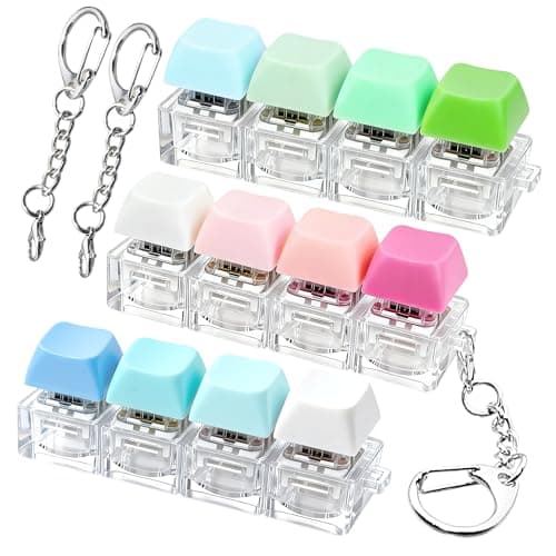 3 PCS Keyboard Fidget Toy Keyboard Fidget Keychain 4in1 Keyboard Decompression Button Finger Clicker Toys Button Stress Relief Fidget Valentines Gifts Stuffers for Kids WomenBlue Pink Green