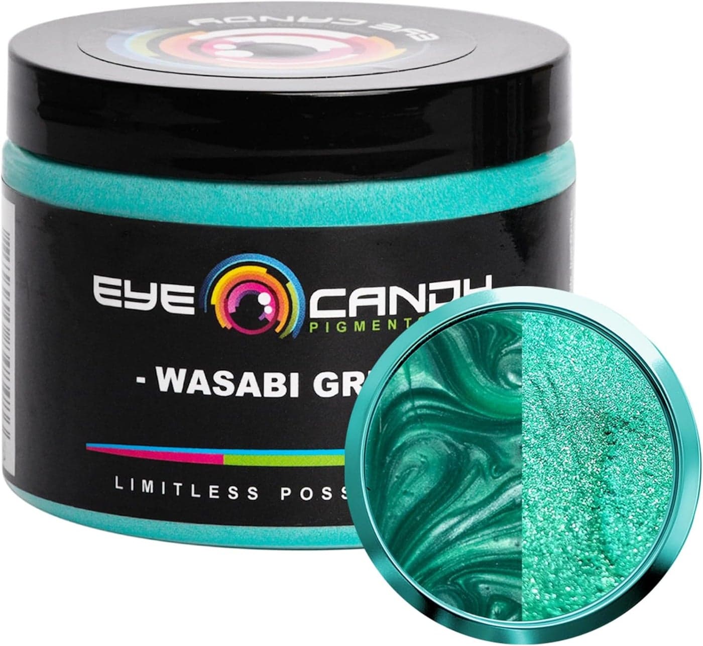 Eye Candy Pigments Premium Green Mica Powder - Wasabi Green (50gr) - for Epoxy, Resin, Soap, Paint, Woodworking, Acrylic Pouring, Bath Bombs, Fishing Lures - DIY Arts and Crafts Additive