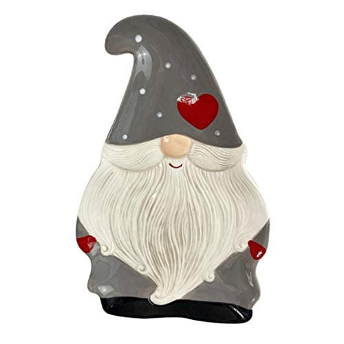 NUOBESTY Christmas Gnomes Ceramic Serving Platters Gnome 10.8 Inch Ceramic Candy Plates Christmas Decorative Dish for Holiday Serving Platter Fruit Dessert Cake,Dishwasher Safe
