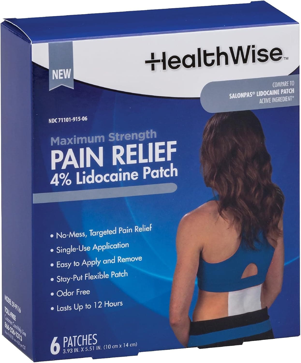 HealthWise Maximum Strength Pain Relief 4% Lidocaine Pain Relief Patch
