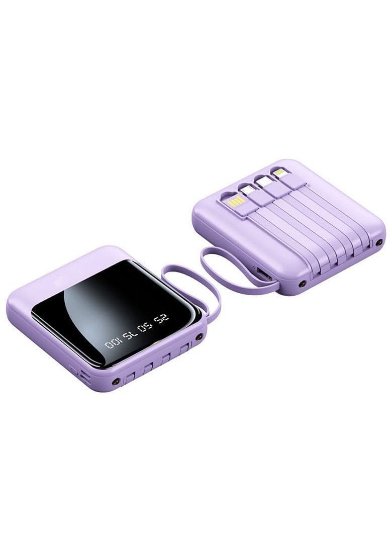 Large-capacity portable digital display charging treasure comes with a charging line 10000 mm mobile phone tablet universal mini mobile power digital display large screen purple