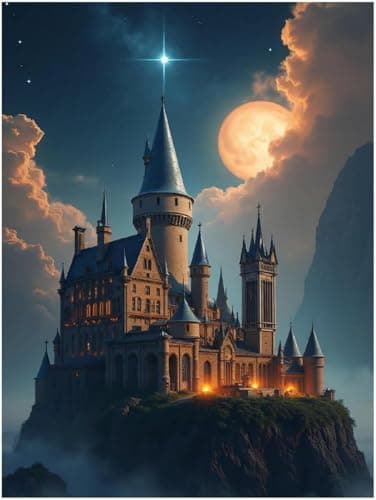 EIBEILI Castle Diamond Art Kits for AdultsMoon Diamond Painting Kits for Adults Beginner5D DIY Full Round Drill Diamond Dots Paintings for Home Wall Decor Gift 12X16inch
