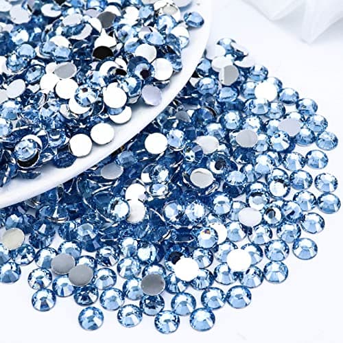 Briskbloom 3000PCS SS16 4mm Resin Flatback Rhinestone Light Blue Flatback Rhinestones for Nails Tumblers Mugs Bottles Craft Decoration Loose Bling Glitter Diamond Stone