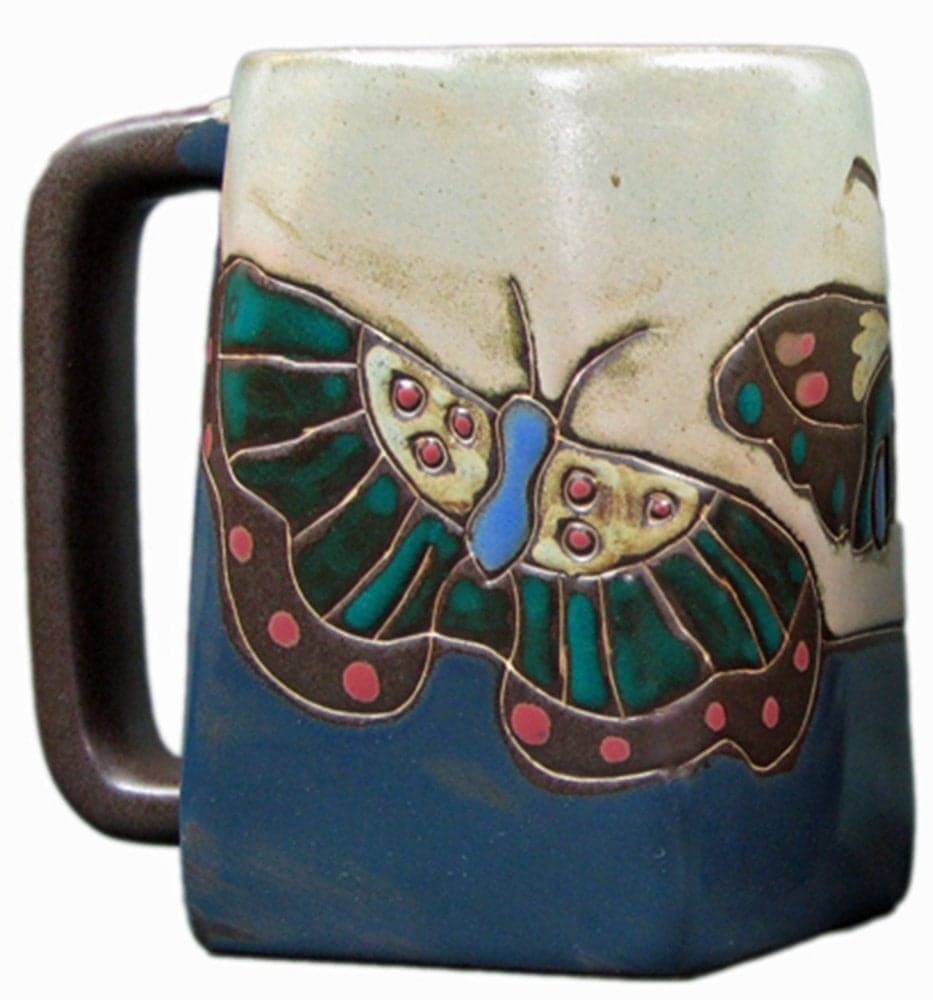 Mara Stoneware Mug - Butterflies - Blue 12 oz.