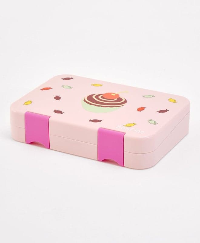 Bonfino Lunch Box, Cake Theme, Easy to Carry, Leak-Proof Lid, Microwave Safe, 3 Years+, 22 x 15.5 x 5cm - Pink