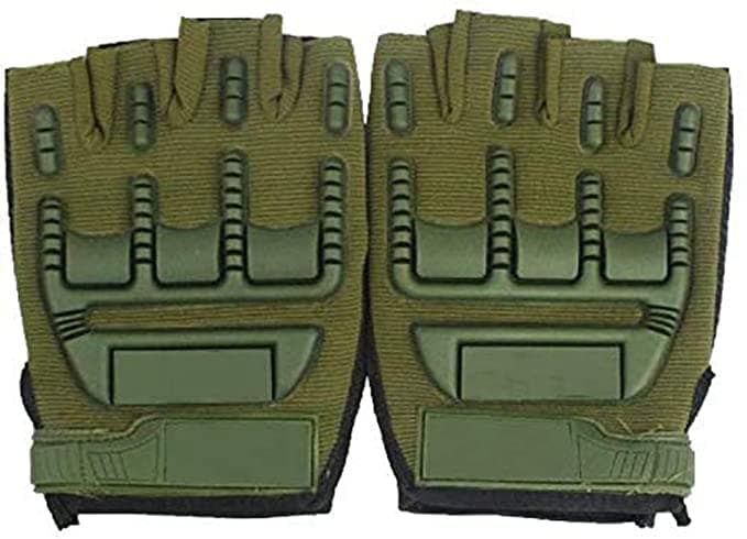 Navkar Crafts Non-Slip Unisex Outdoor Anti Slip Bicycle Cycling/Riding/Sports/Outdoor Activities Half Finger Gloves (Green, L)