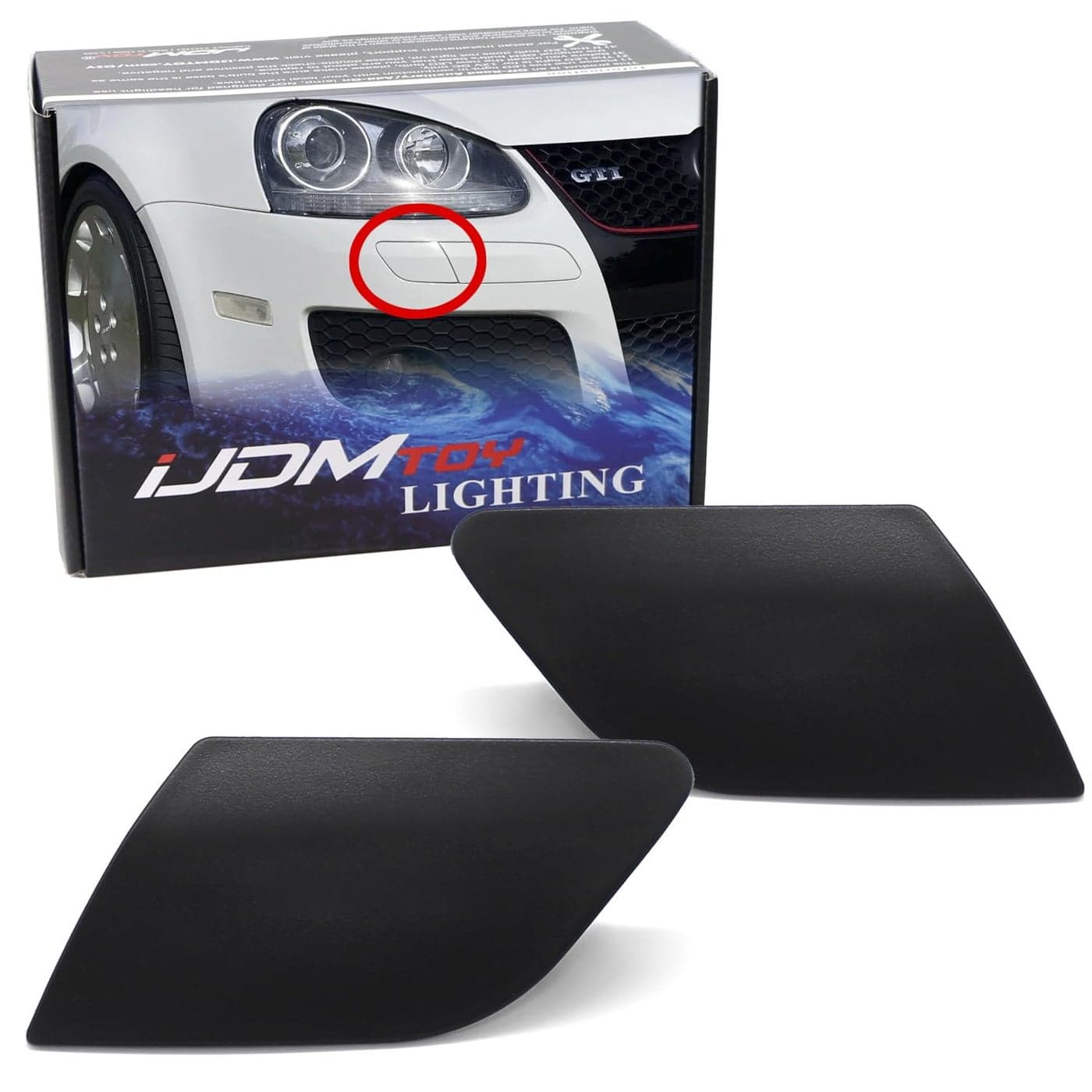 iJDMTOY UnpaintedPrimed Front Bumper HeadlightHeadlamp Washer Nozzle Cover Cap Replacement Compatible with Volkswagen 20062009 MK5 GTI Rabbit 20062010 Jetta