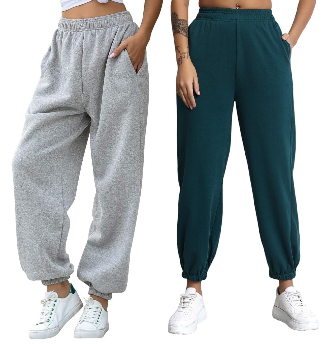 Q - RIOUS Women's Jogger Style Trouser Teal Grey