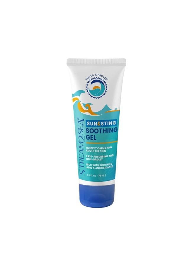 Stream2Sea Sun & Sting Aloe Soothing Gel for Face & Body, Organic Aloe Vera Gel for Sunburn Relief, Travel Size Aloe Vera Gel for Skin, Natural After Sun Care, Pure Aloe After Sun Gel, 2.5 Fl oz