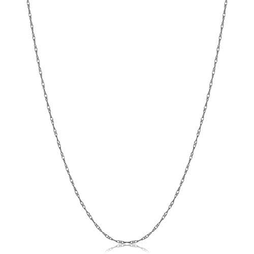 Kooljewelry Womens Classic Rope Chain - 14k Gold 0.8mm Very Thin Lightweight Necklace