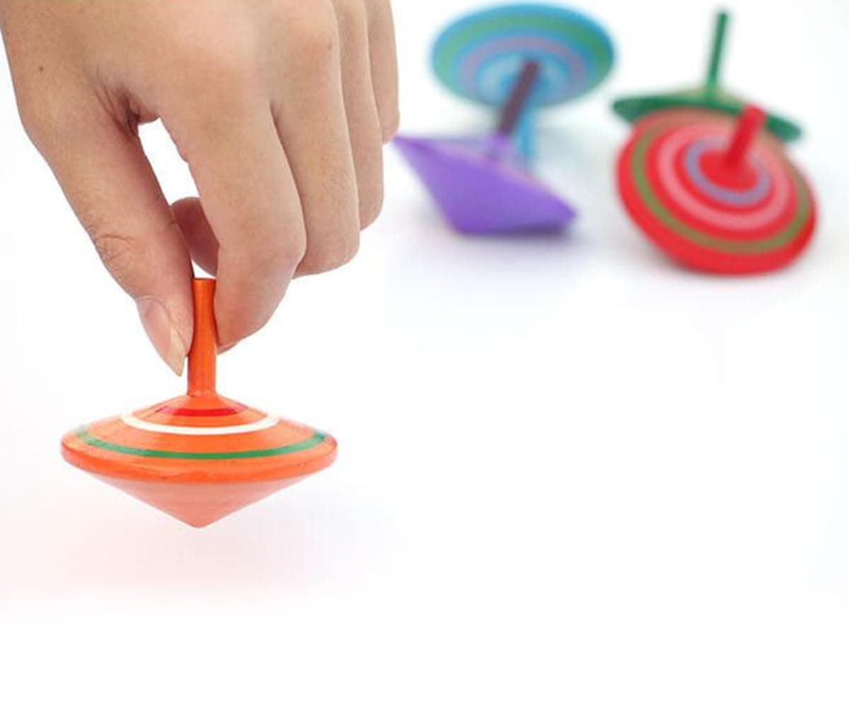 GoodPlay Gyroscope, 3 Pcs/Set Handmade Painted Wood Spinning Tops, Educational Kindergarten Toys