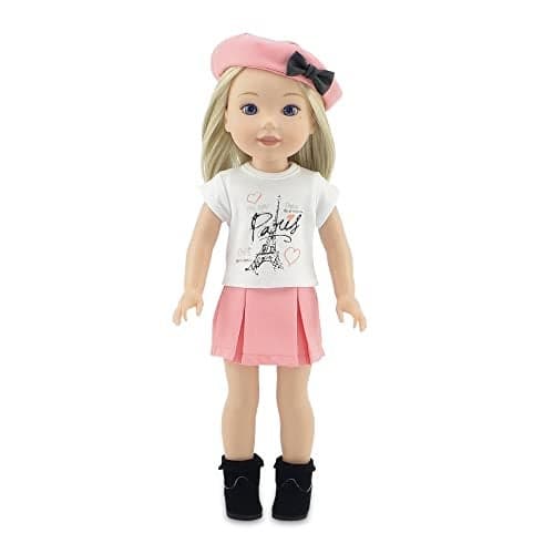 Emily Rose 14 Inch Fashion Doll Clothes 5-PC Parisian Skirt Outfit Gift Set, Including Boots and Matching Hat | Gift Boxed! | Compatible with 14.5" Hard-Bodied Wellie Wishers Dolls