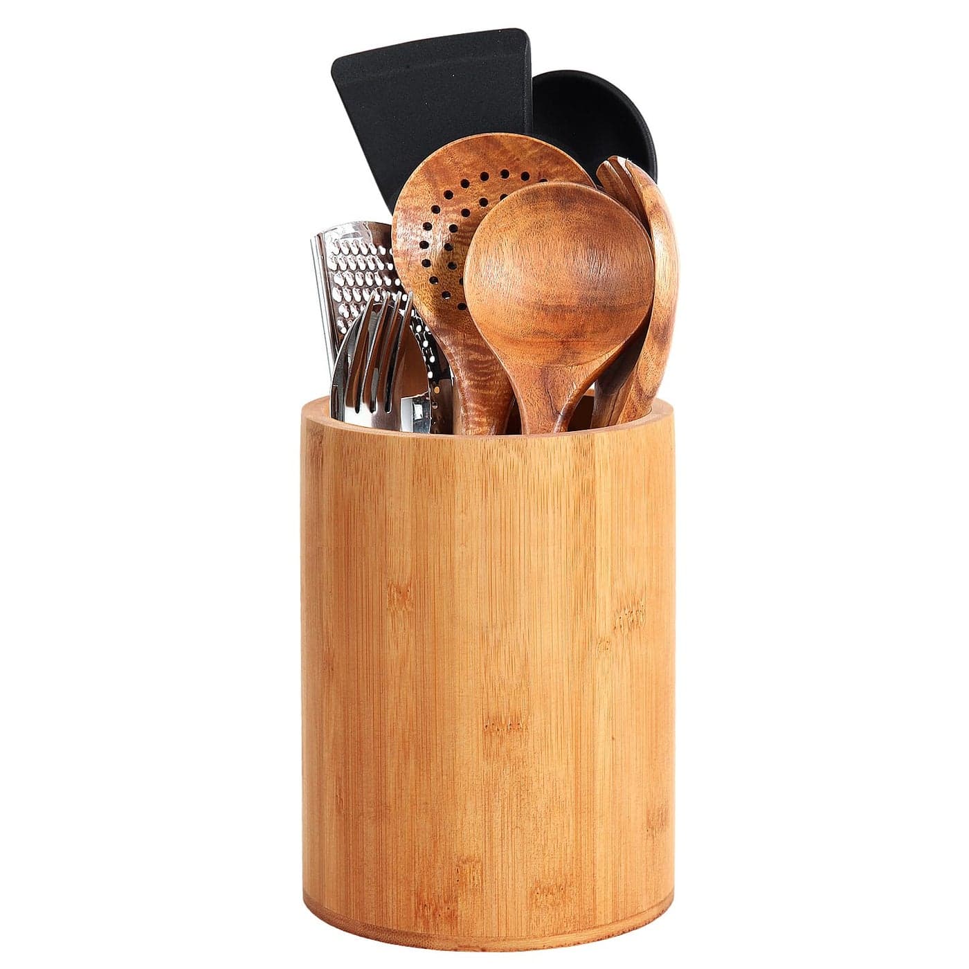 Bamboo Utensil Holder Large Utensil Holders for Kitchen Counter Bamboo Spoon and Chopstick Holder for Kitchen Decor Flatware and Spatula Storage Organizer for Countertop Pantry and Bathroom