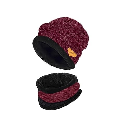 RoughHouse Women’s Winter Beanie Hat and Neck Warmer Set | Stylish Thermal Knitted Cap with Fleece-Lined Scarf | Ideal for Winter Hiking, Outdoor Adventures, and Everyday Cold Weather Wear
