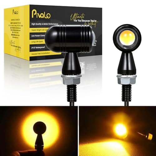 Pivalo Bullet Shape LED Turn Signal Lights 12V Universal Indicator Light with 21 Modes Flasher for Bikes & Motorcycles (Amber, Pack of 2)