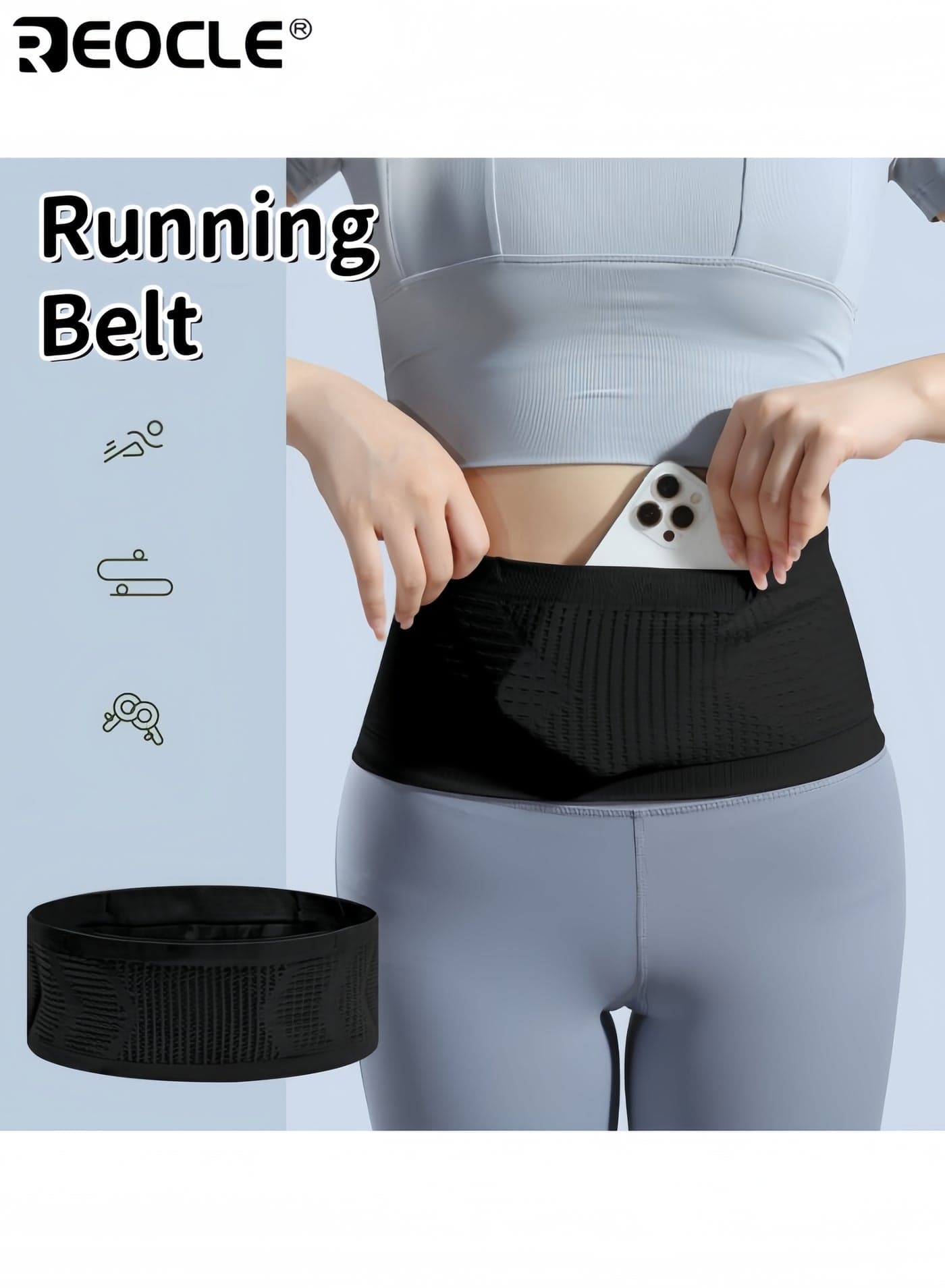 Unisex Running Belt Fanny Pack Moisture Wicking Lightweight Durable Storage Belt for Phone Keys Cards Money Comfortable Adjustable Strap Waterproof Design for Walking Travel Sports Hiking Workout Gym Fitness Suitable for Women Men for Daily Use for Outdoor Activities