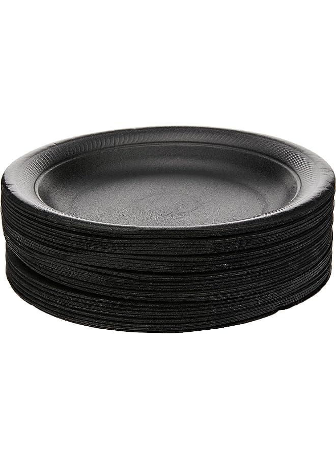 Packing Foam Plate Black 10 Inch Disposable Tableware Birthday Parties Office Home Events Camping 25 Pieces.