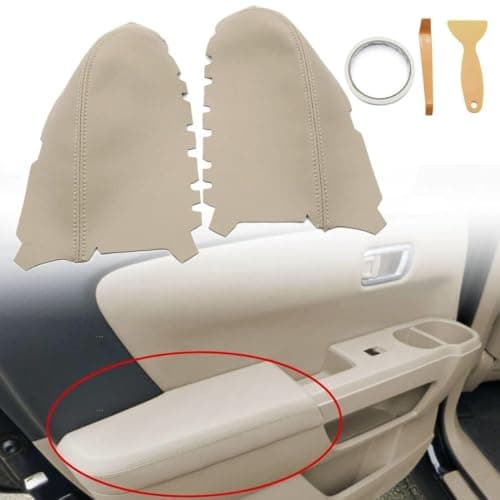 GXARTS One Pair of Leather Rear Door Armrest Cover Compatible with Honda Pilot 2009 2010 2011 2012 2013 2014 2015 Beige