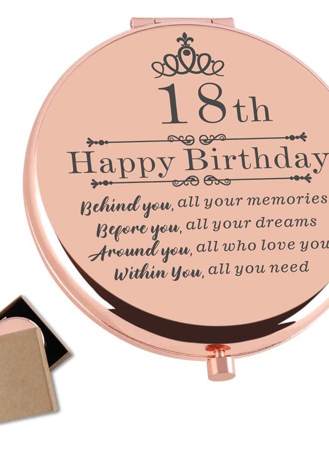18th Birthday Gifts for Girls Rose Gold Compact Makeup Mirror 18 Year Old Girl Birthday Gift 18th Birthday Gift for Daughter Granddaughter Niece Sister Friends 18th Birthday Present for Girls