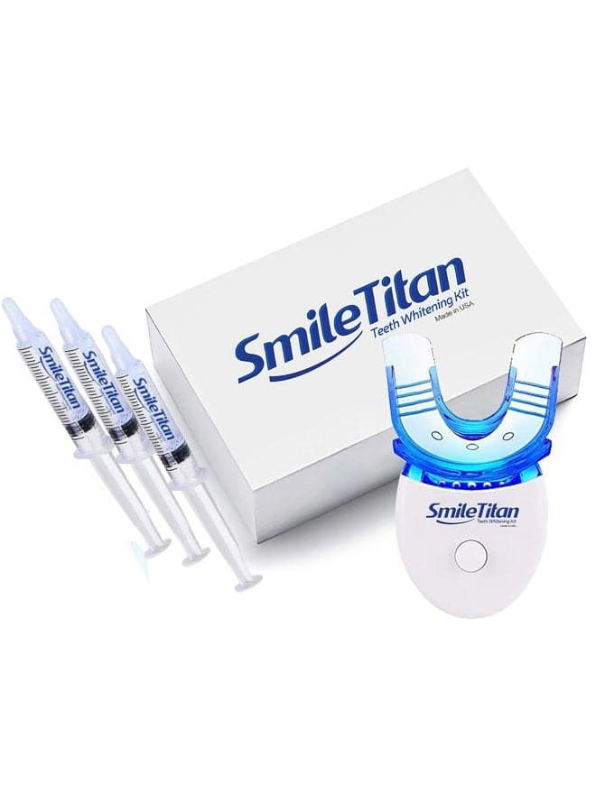 Teeth Whitening Kit with LED Light, 3 Carbamide Peroxide Teeth Whitening Gel Express Teeth Whitener. Remove Stains from Coffee, Smoking, Wine, Food (5 Piece Set)