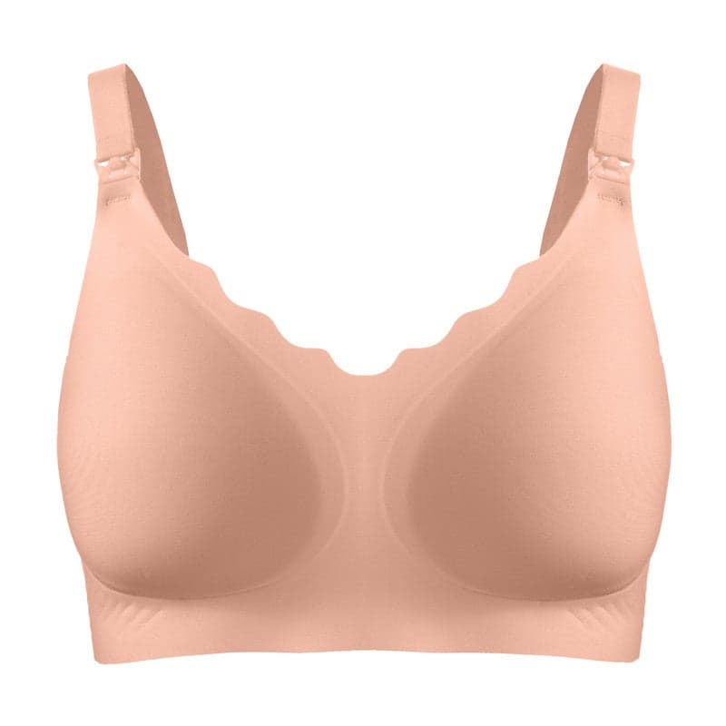 Okus Water Touch Seamless Maternity & Nursing Bra Pink M | 66% Nylon 34% Spandex | One-Handed Clip Down Cups | Wire-Free | Adjustable Straps | Hook & Eye Closure with Support Strap
