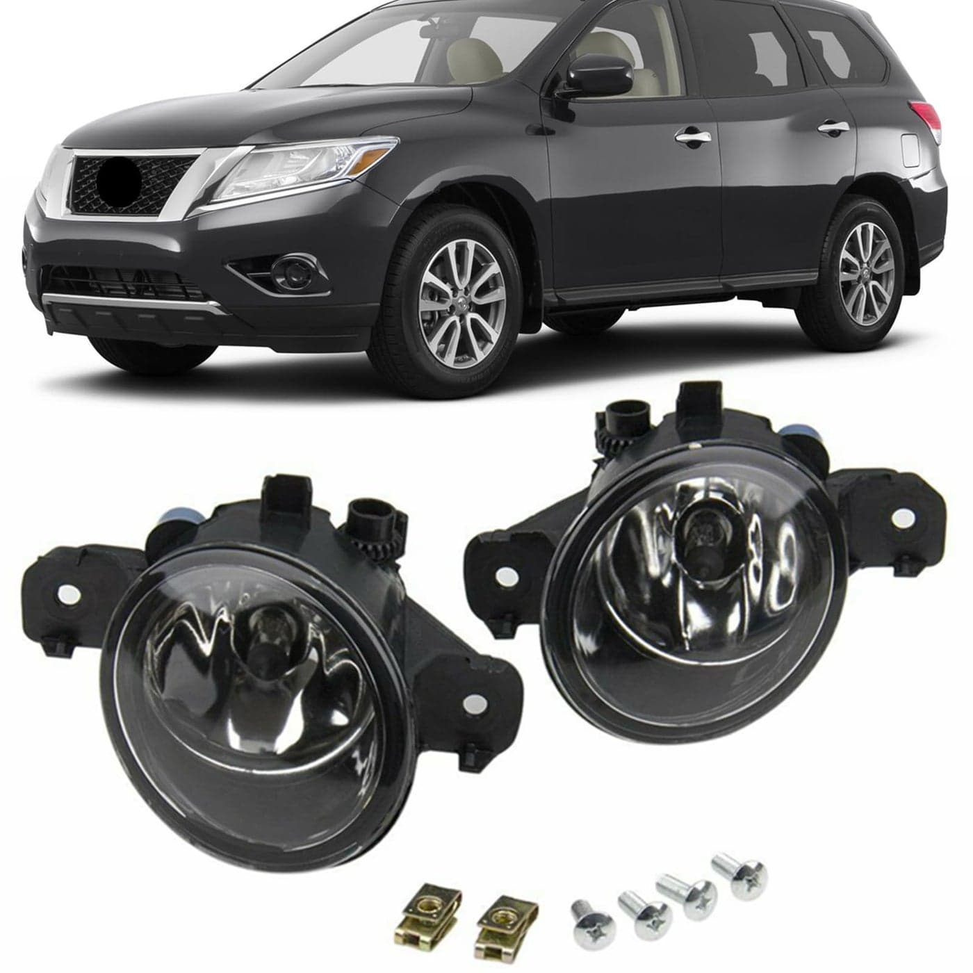 Prefer Warehouse Pair of Front Fog Light Lamp Compatible With Nissan Pathfinder 20132016 Replaces 261559B91C NI2592122 261509B91C NI2593122 261559B91D 195916001 black