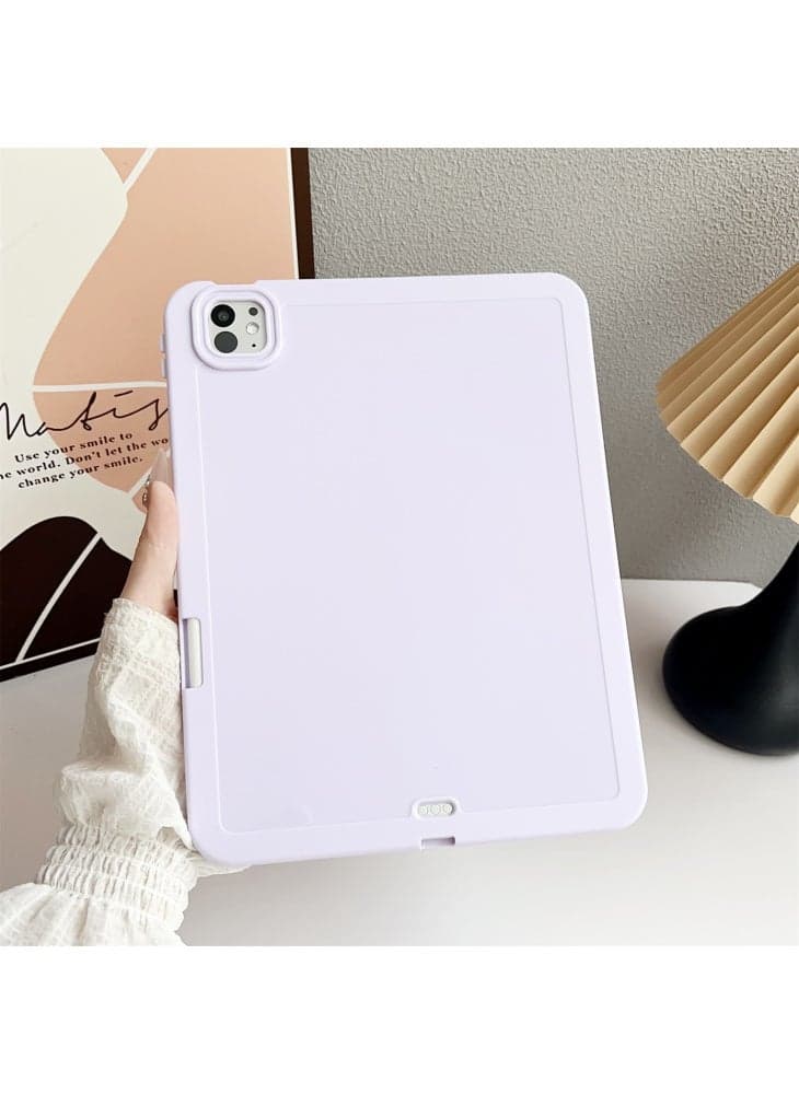 For iPad Pro 11 (2024) Case Solid Color TPU Tablet Cover with Pencil Holder - Purple