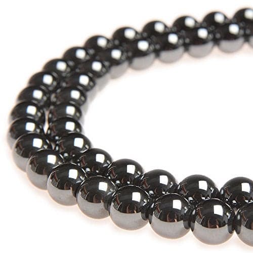 PLTbeads Gemstone Round Loose Beads Approxi 15.5 inch 1 Strand per Bag for Jewelry Making Findings Accessories (6mm, Grey Hematite)