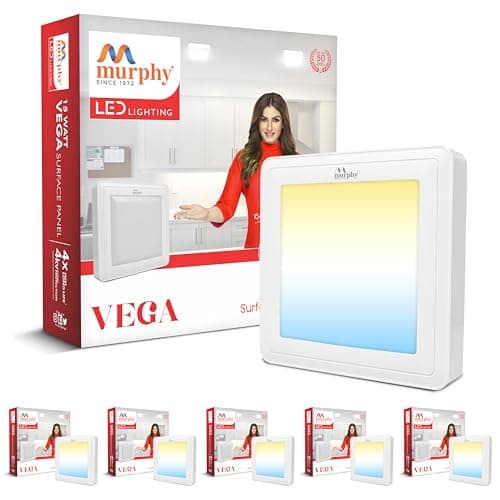 Murphy Aluminium 15W Vega 3-In-1 Square Led Panel Color Changing Surface Light (Cool White/Warm White/Natural White, Pack Of 6)