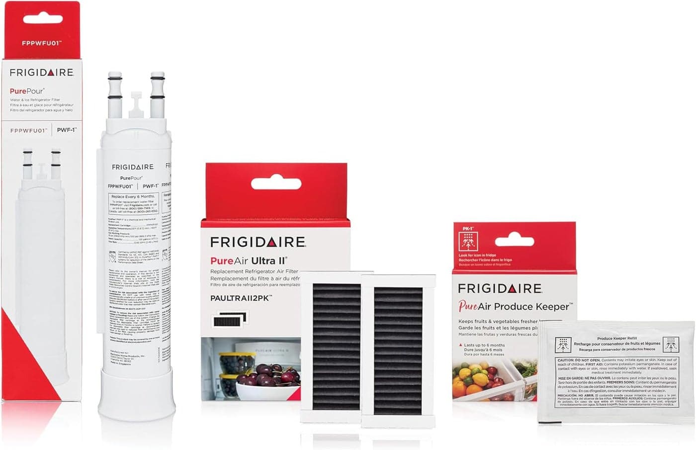 Frigidaire PurePour PWF1 FPPWFU01 2 PureAir Ultra II PAULTRA2 PureAir PK1 FRPAPKRF Water Air Filter Combo