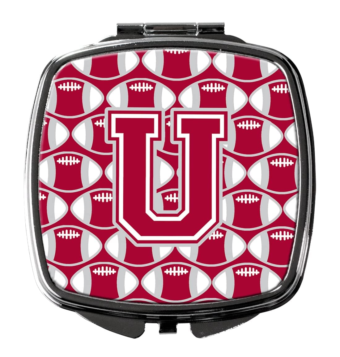 Caroline's Treasures CJ1065-USCM Letter U Football Crimson, grey and white Compact Mirror Decorative Travel Makeup Mirror for Women Girls Gifts Pocket Makeup Mirror Folding Handheld