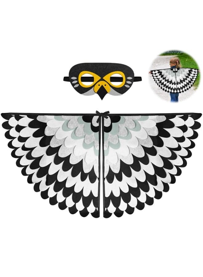 Bird Costume for Kids, Dress Up Cape, Bird wing costume cape for children with felt mask, Owl Eagle Birds Wing with Mask for Boys/Girls, Parrot Dress Up Costume for Party School Pretend Game