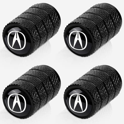 4pcs Tire Valve Stem Caps Compatible with Acura NSX RDX CDX RLX TLX TLXL ILX RLX Series Stem Cap Universal Car Air Cover Car Accessories for Cars SUV Truck Motorcycles Black