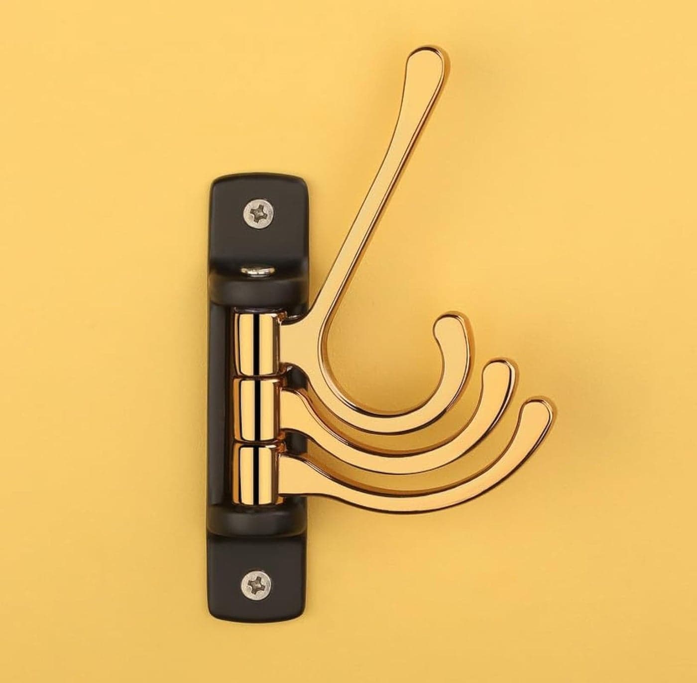 iSTAR Flexible 4 Pin Hooks Bathroom Cloth Hanger Wall Hook Door Robe Hooks for Hanging Keys, Clothes, Towel (Black and Gold, Pack of 1)