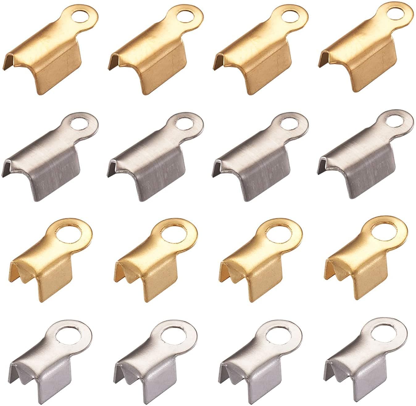 DIY Crafts Design No # 5, Pack of 50 Pcs, 304 Stainless Steel Fold Over Crimp Cord Ends Fold Over Cord Ends Leather Ribbon Ending Clasp Tips End Clamp Jewelry Conn(Design No # 5, Pack of 50 Pcs)