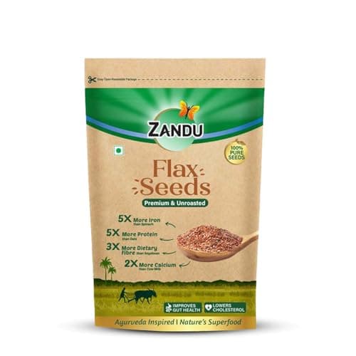 Zandu Flax Seeds, 200g I Premium & Raw Seeds I Rich in Protein & Dietary Fibre I Promotes Healthier Skin & Hair