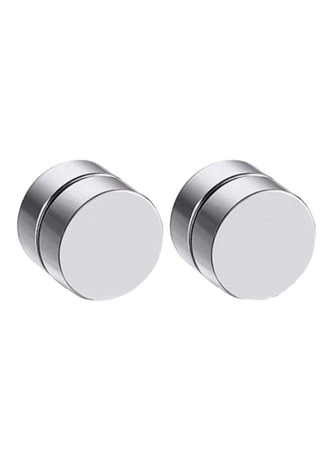 Stainless Steel Round Magnetic Clip On Earrings