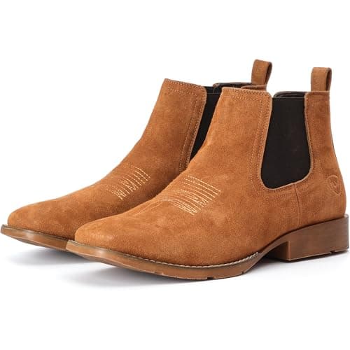 IUV Genuine Cowhide Suede Chelsea Boots For Men Western Boots Ankle Boot Casual Dress Slip On