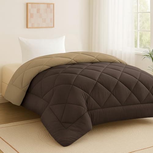 Homestan 200 GSM Reversible Comforter Single Bed, Soft Quilted AC Blanket for Summer (60x90 inches, Walnut & Brown)